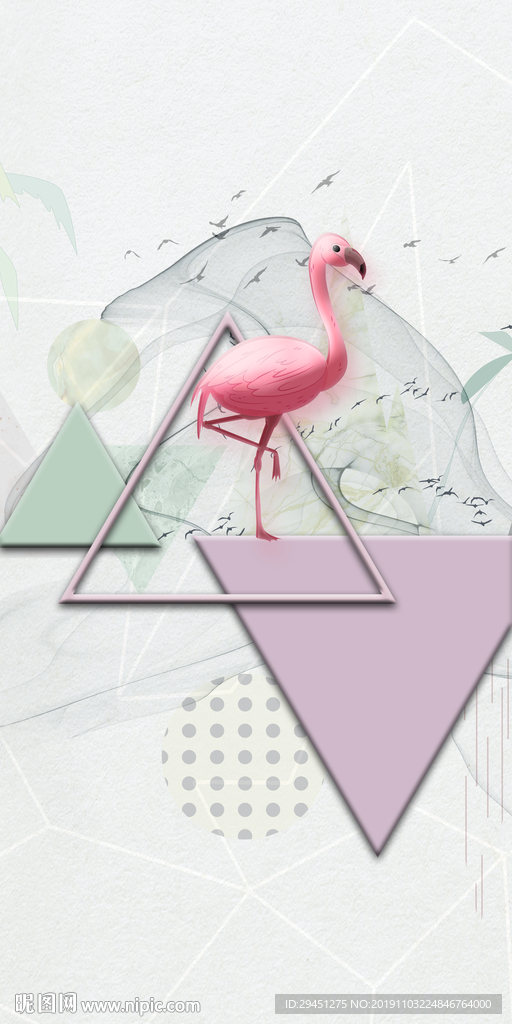 火烈鸟北欧玄关装饰 TIF分层