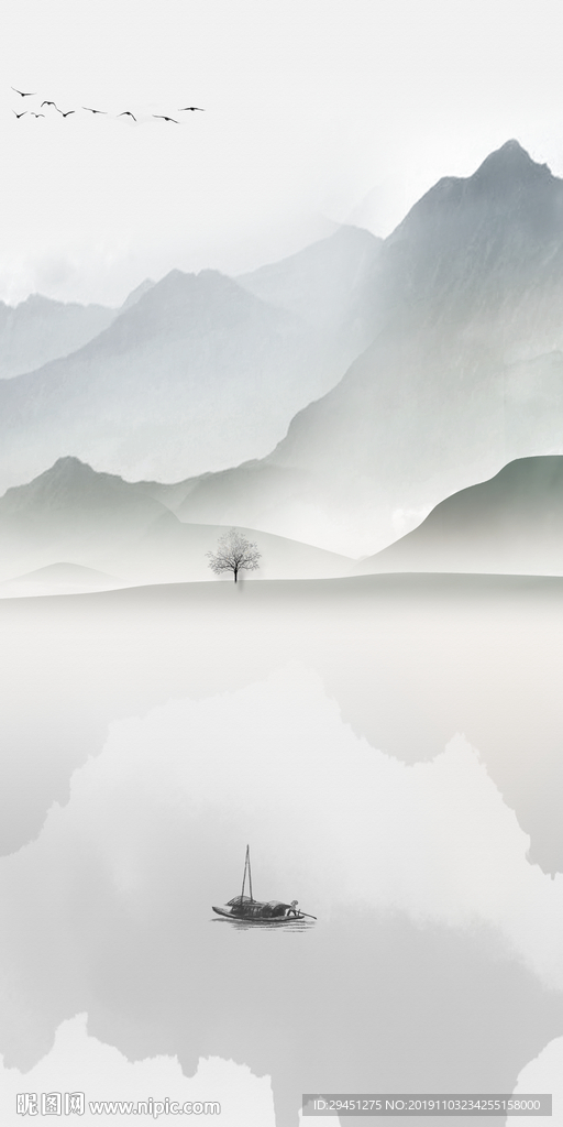 简约玄关画山水画 TIF分层