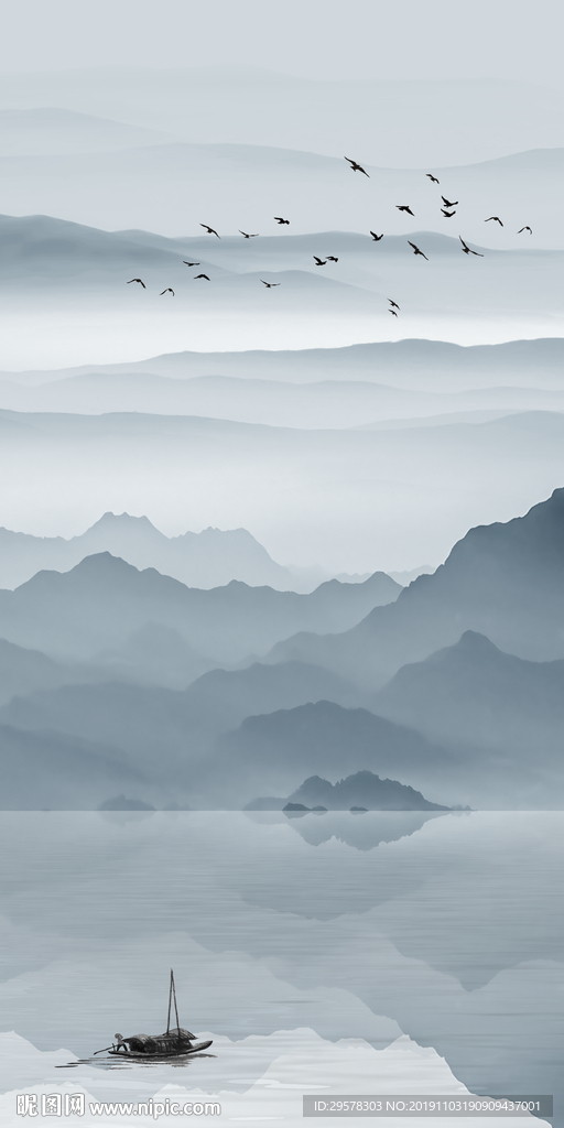 高清山水中式玄关 TIF分层