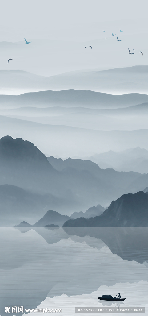 现代山水中式玄关 TIF分层