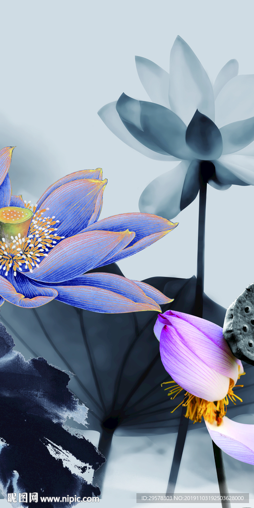 极品荷花中式玄关 TIF分层