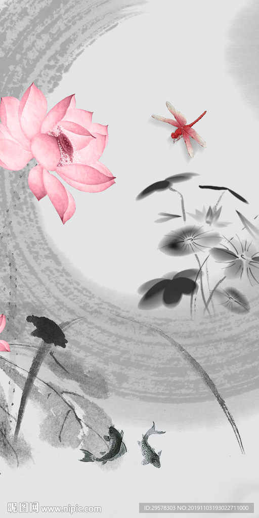 水墨山水中式玄关 TIF分层