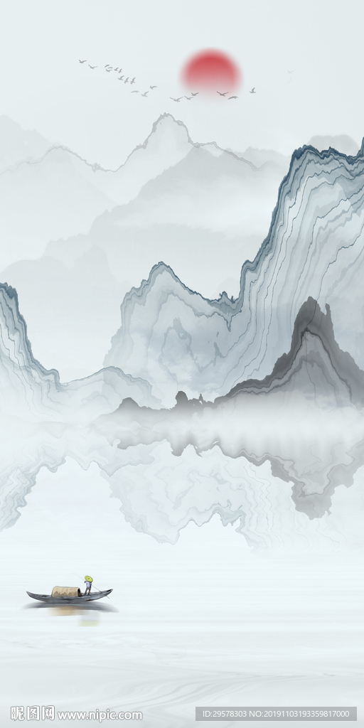 意境山水中式玄关 TIF分层