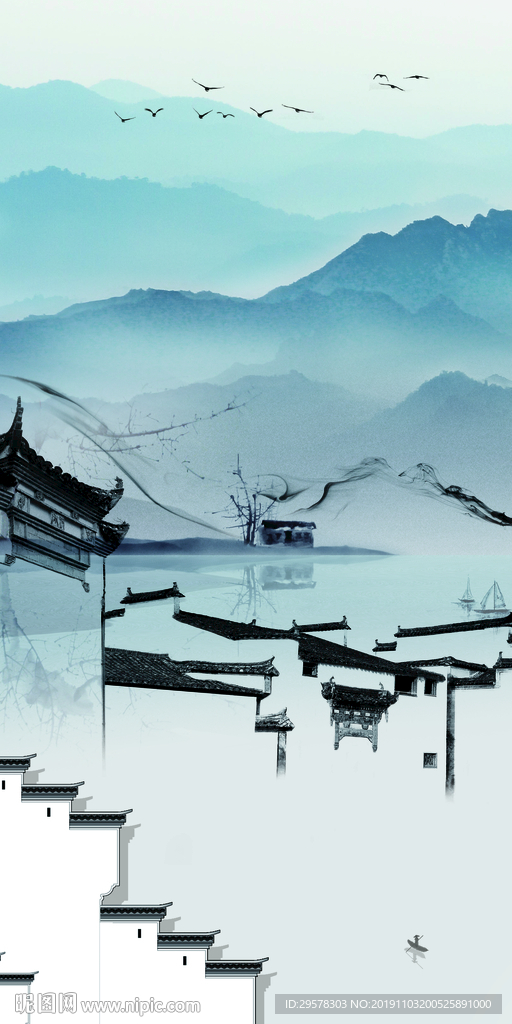 新款山水意境玄关 TIF分层