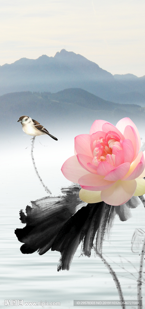 高档 山水意境玄关 TIF分层