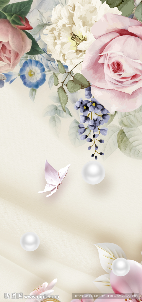 手绘 简欧式玄关画 TIF分层