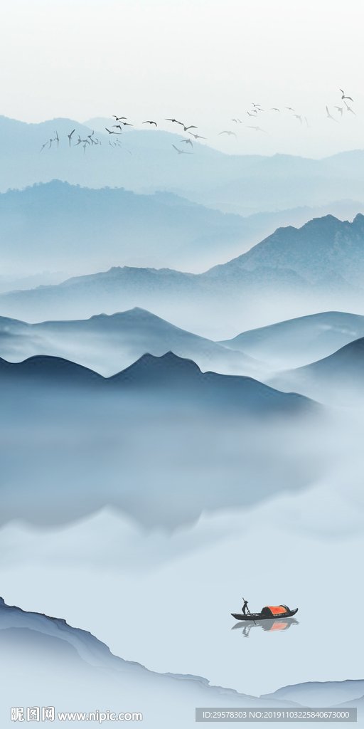 新中式山水意境玄关 TIF分层