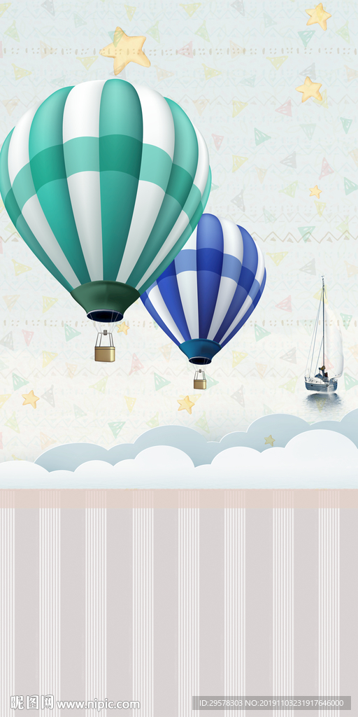 手绘 儿童房玄关画 TIF分层