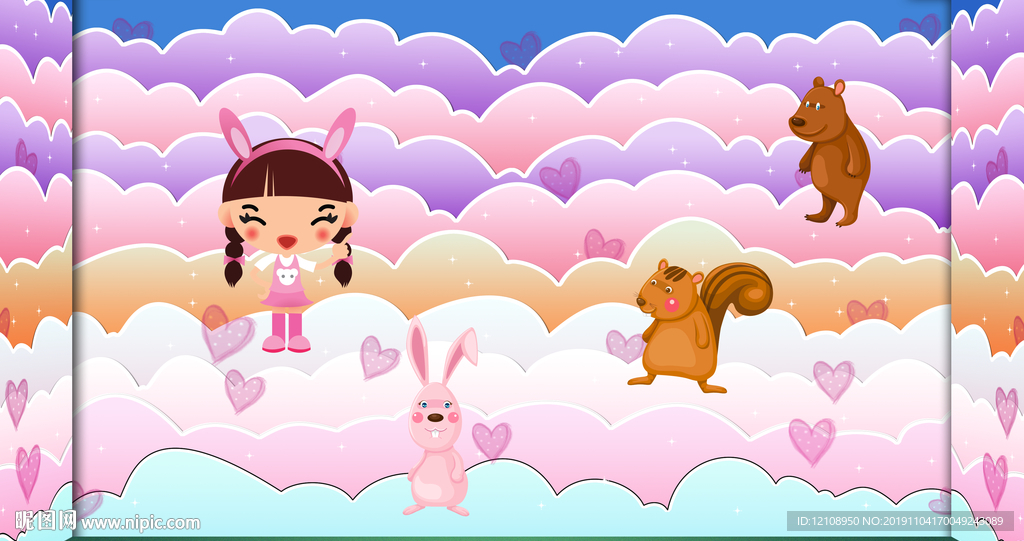 卡通儿童云彩动物儿童LED大屏