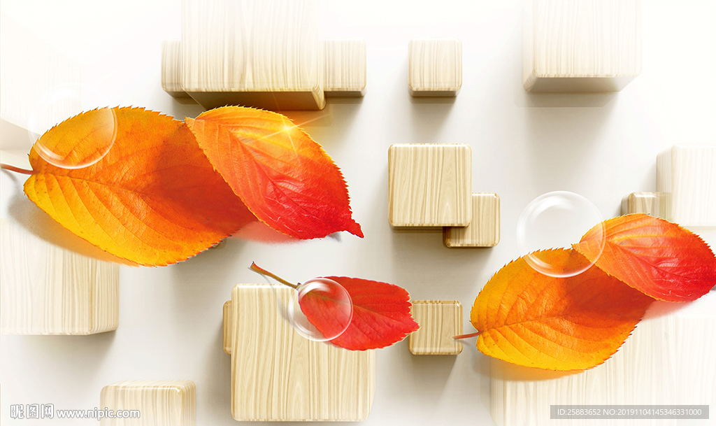 高清树叶3D电视背景墙