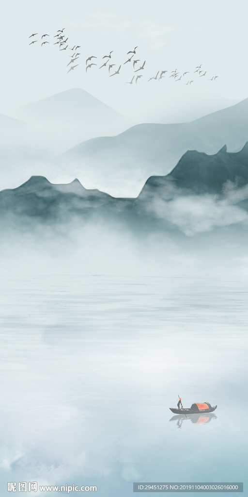 新品玄关画山水画 TIF分层