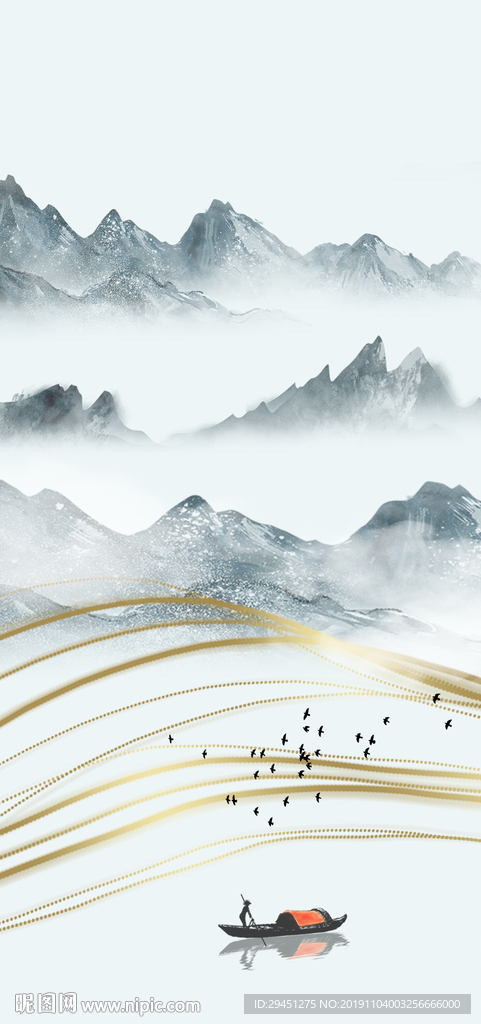 高清玄关画山水画 TIF分层