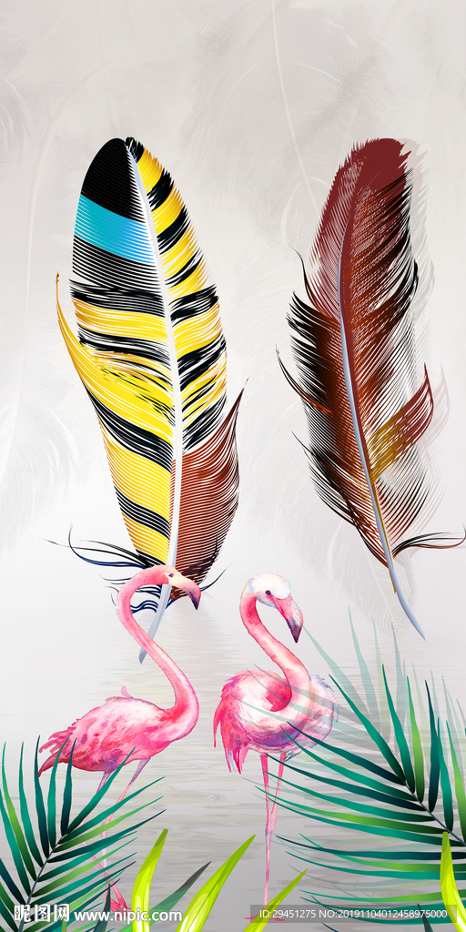 高清 羽毛装饰玄关 TIF分层