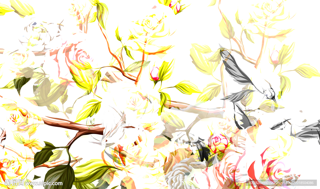 客厅 电视背景墙 花朵