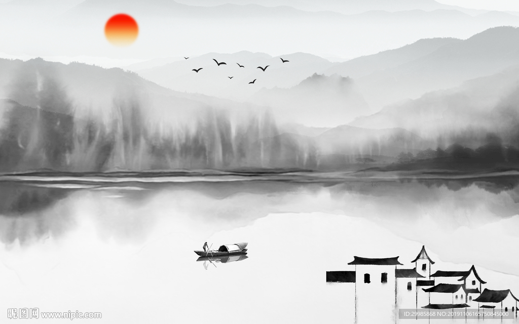 新意境中式山水 tif分层