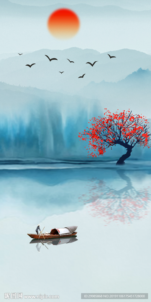 意境水墨玄关山水 tif分层