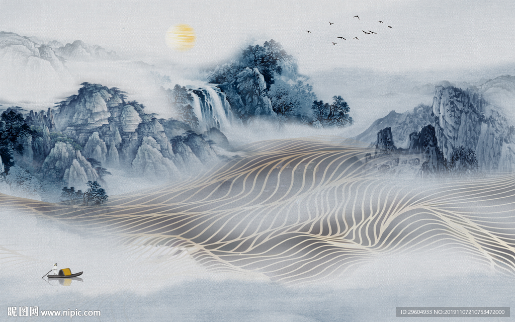 意境山水中国风画 TIF分层