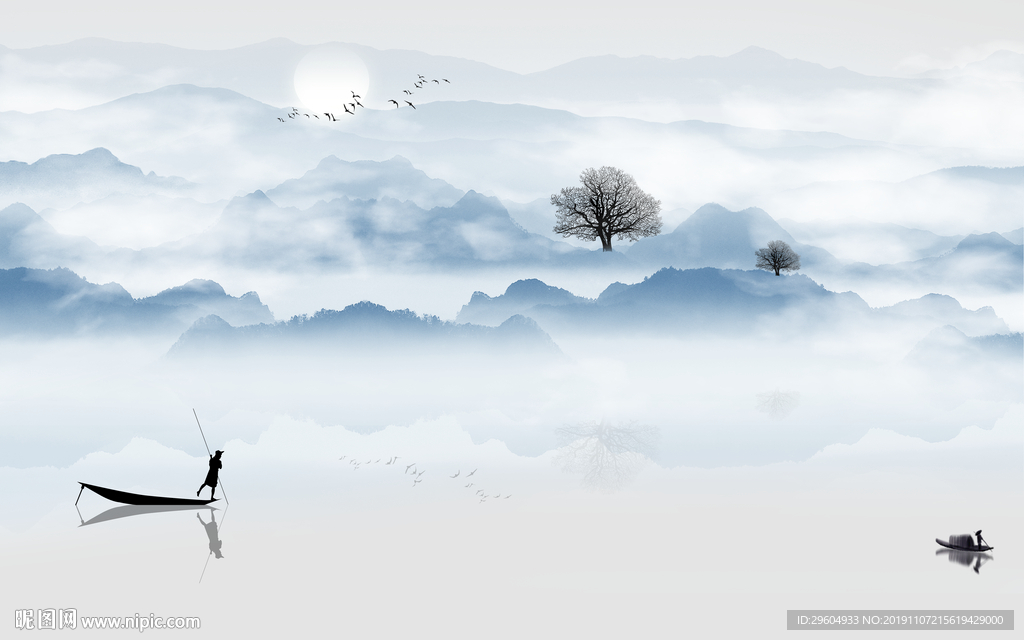 高清 山水新玄关画 TIF分层