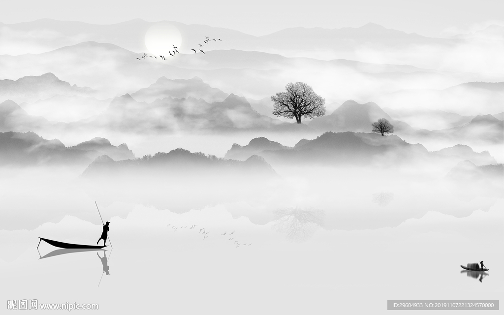 简约山水新风景画 TIF分层