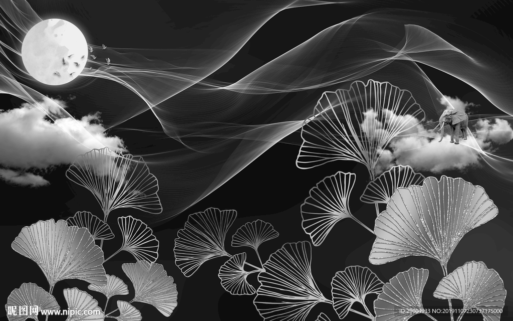 现代装饰画 TIF分层 背景墙