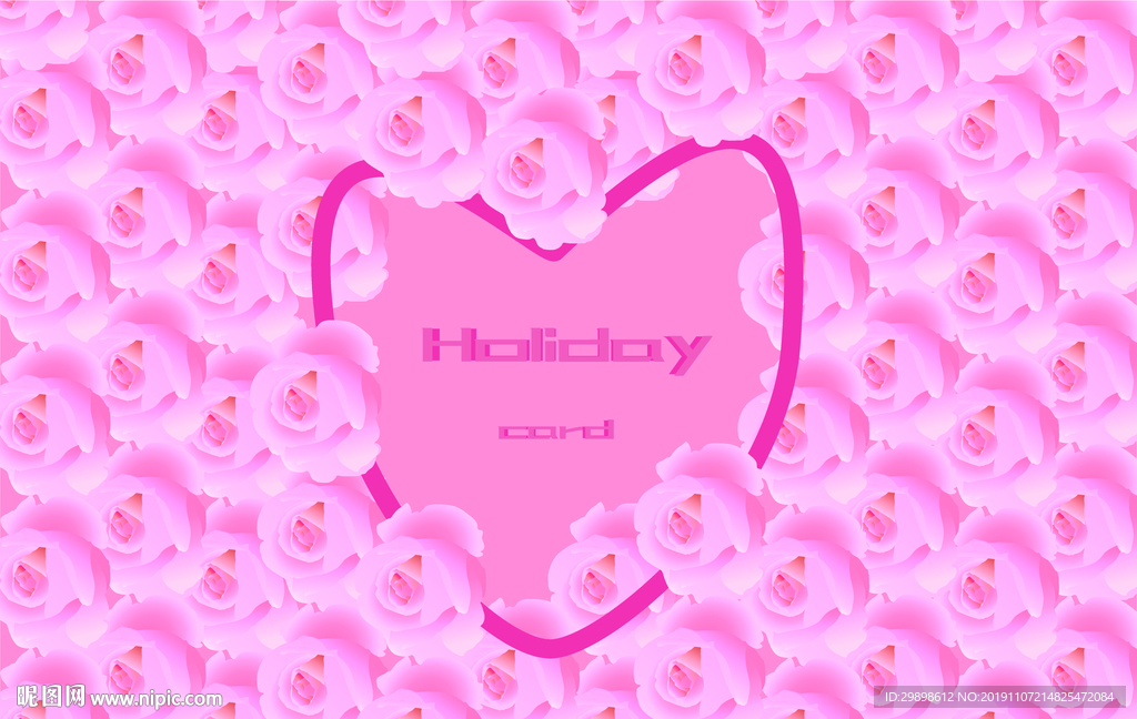 矢量图粉红玫瑰爱心背景图