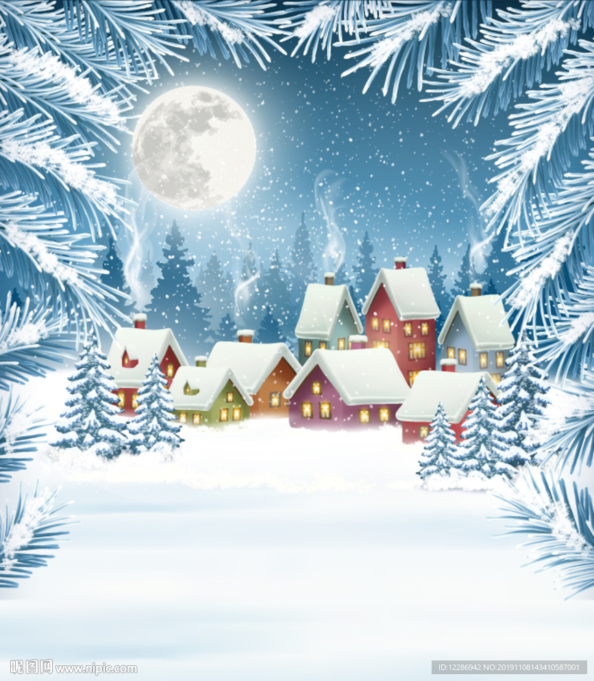 冬天圣诞节雪景背景