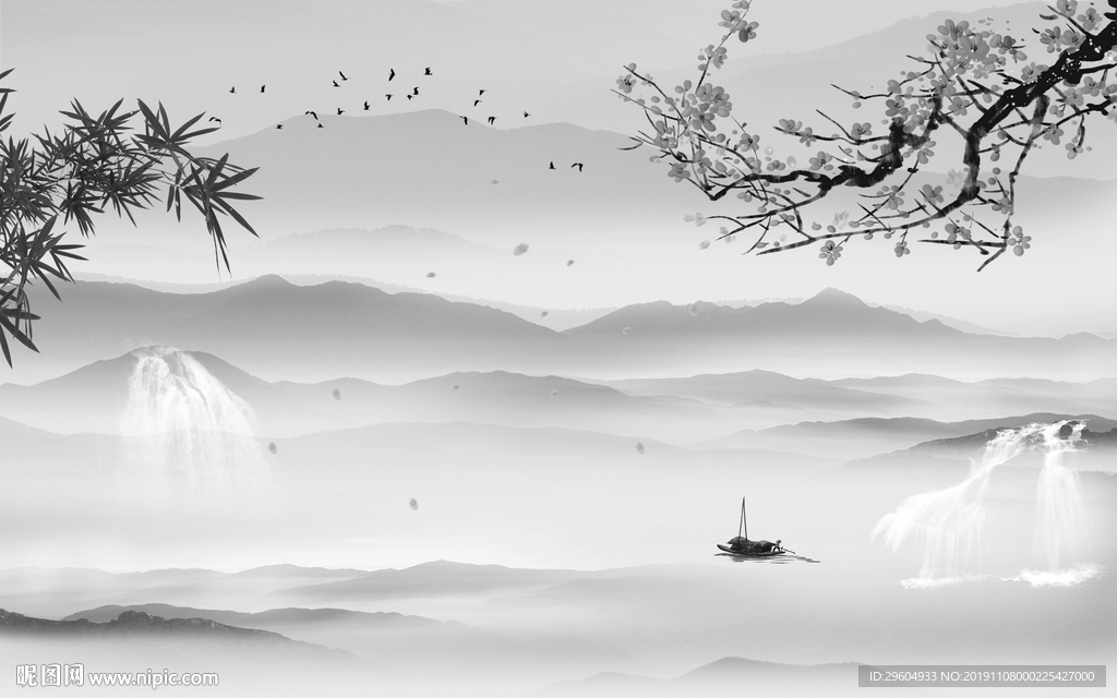 中式山水新风景画 TIF分层