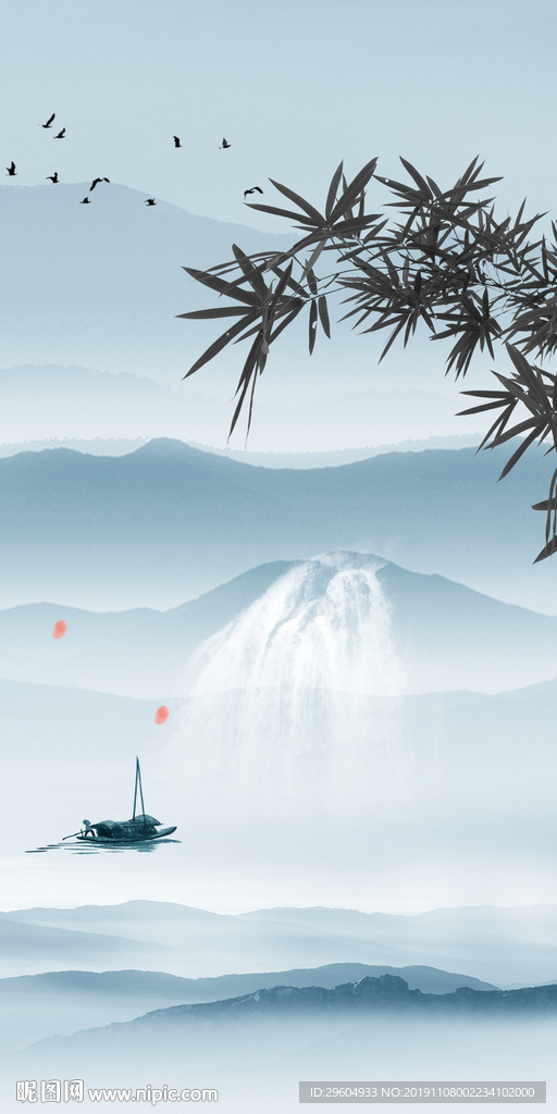 中式新款山水玄关 TIF分层