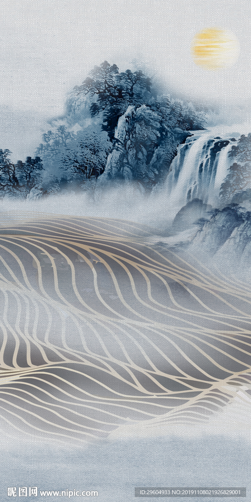 新中式新款山水玄关 TIF分层