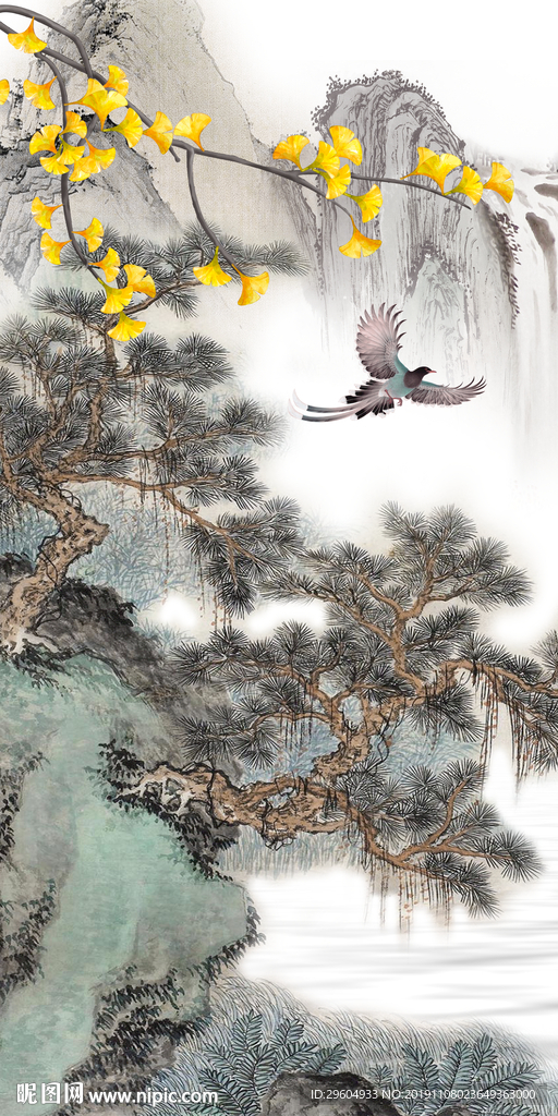 高档 新款山水玄关 TIF分层