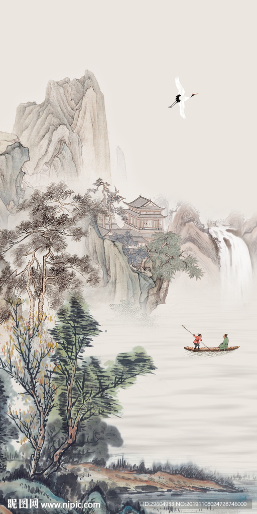 国画新款山水玄关 TIF分层