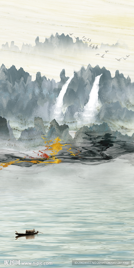 中式 玄关山水新画 TIF分层