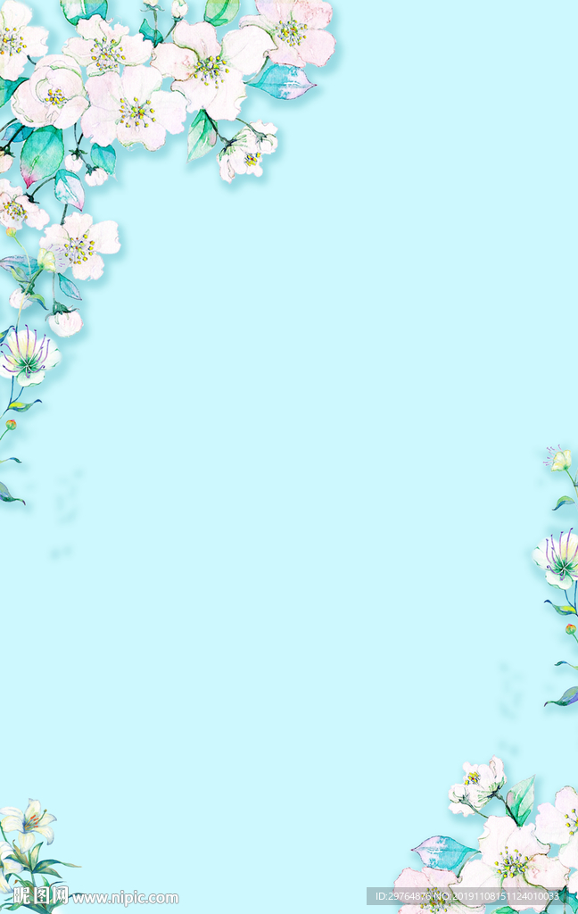 小清新纯洁白色花朵海报背景