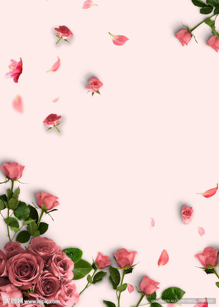 红色玫瑰花海报背景