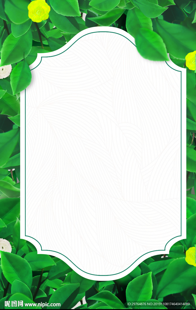 绿色热带叶子海报边框
