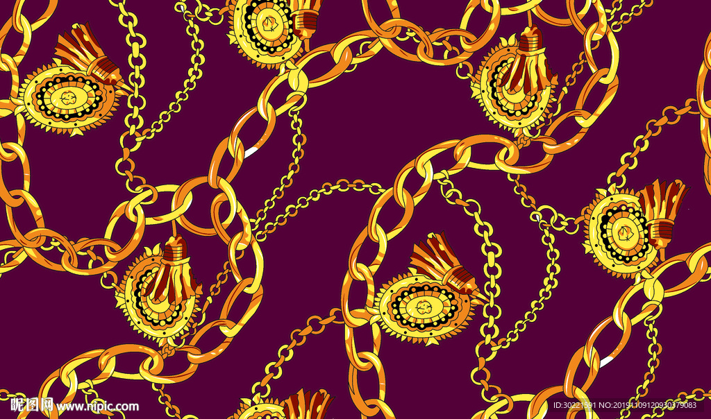 数码 印花 大牌花 高清 链条