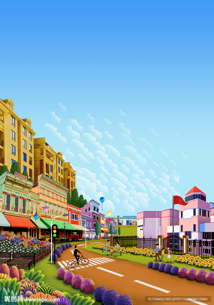 地产商业插画分层