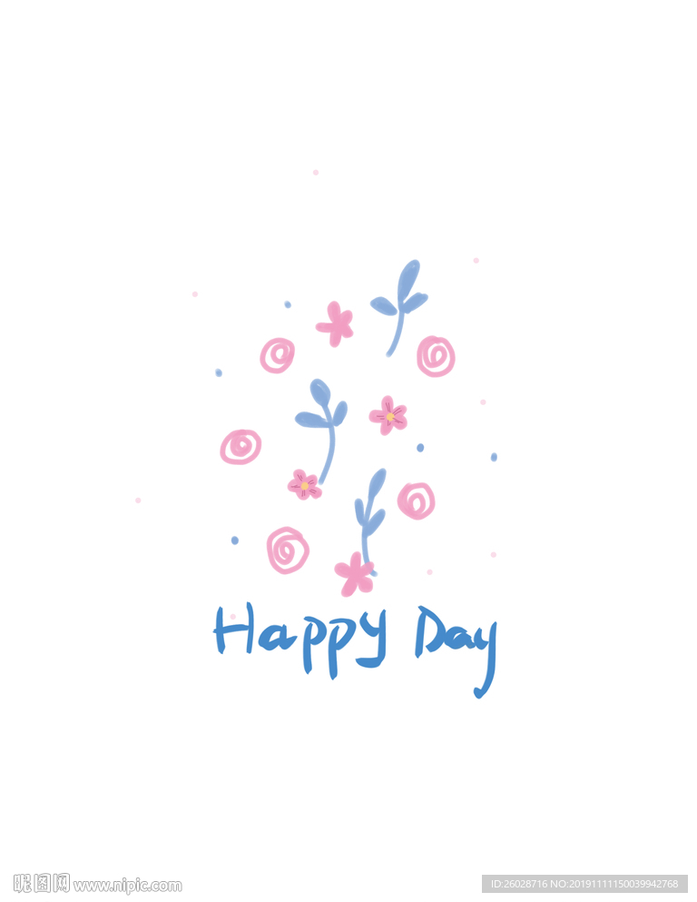 蓝色叶子粉色小花