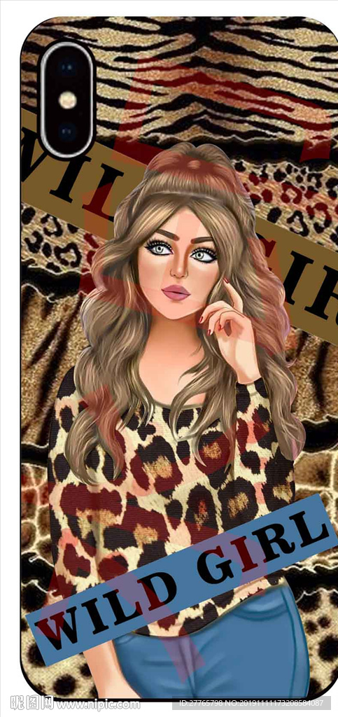 豹纹国外美女手机壳