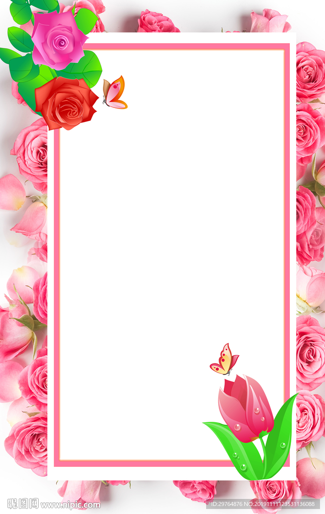 粉色美丽玫瑰花海报背景