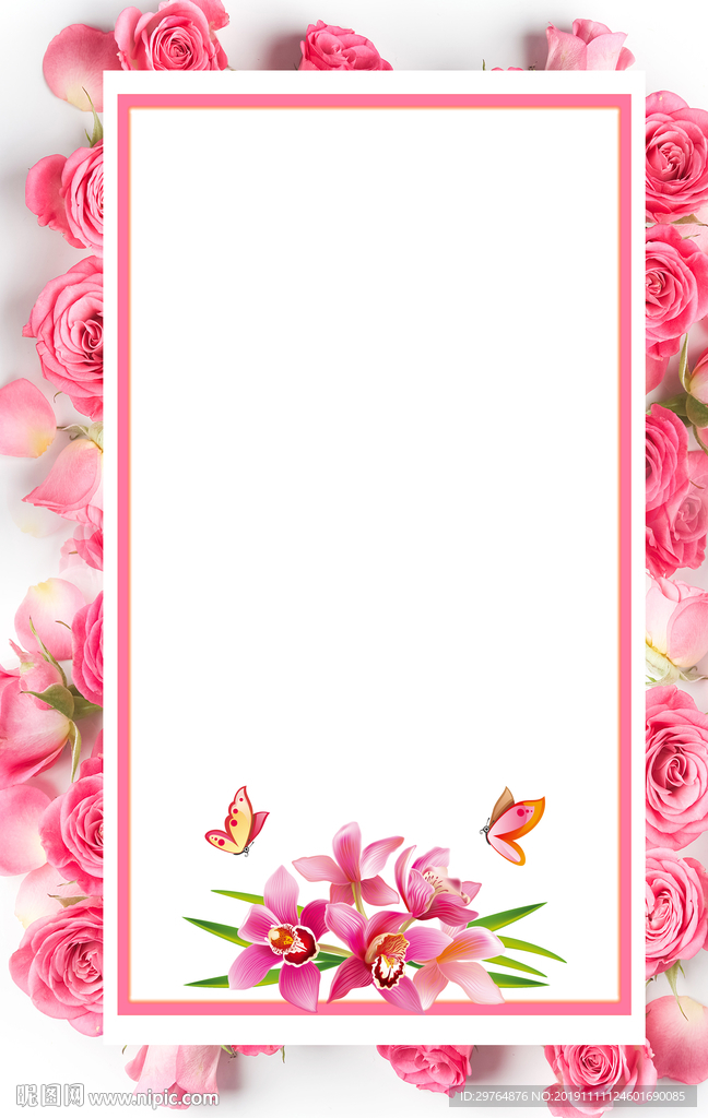 简洁花朵海报边框