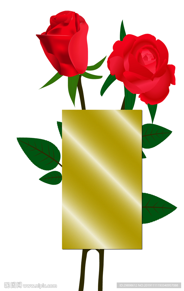 矢量图两枝红玫瑰