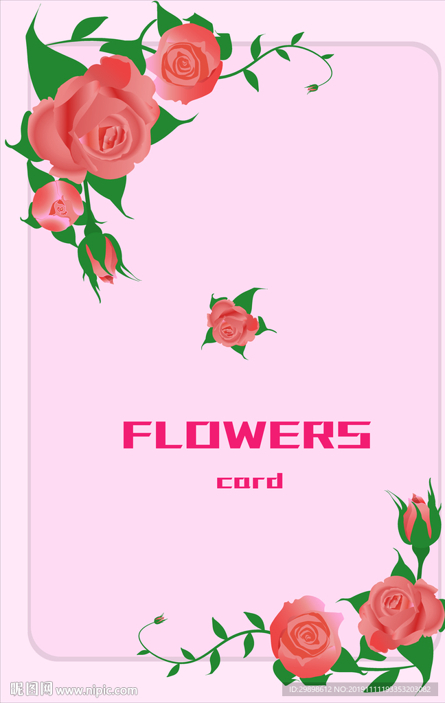 矢量图简约玫瑰花朵封面卡片图