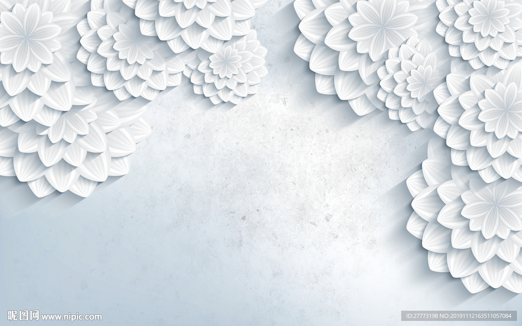 3D花朵抽象唯美浮雕背景墙