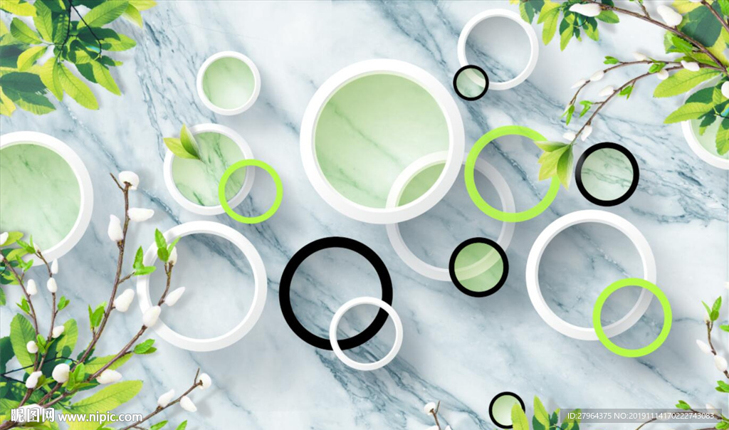 立体3D圆圈简约大理石纹理背景