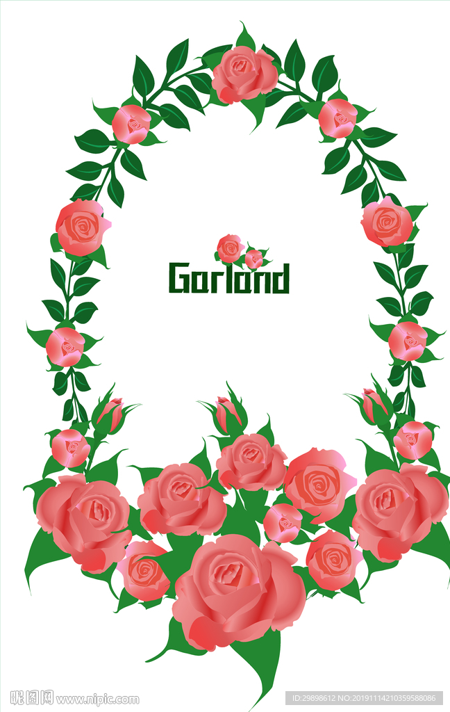 矢量图椭圆形玫瑰花篮背景图