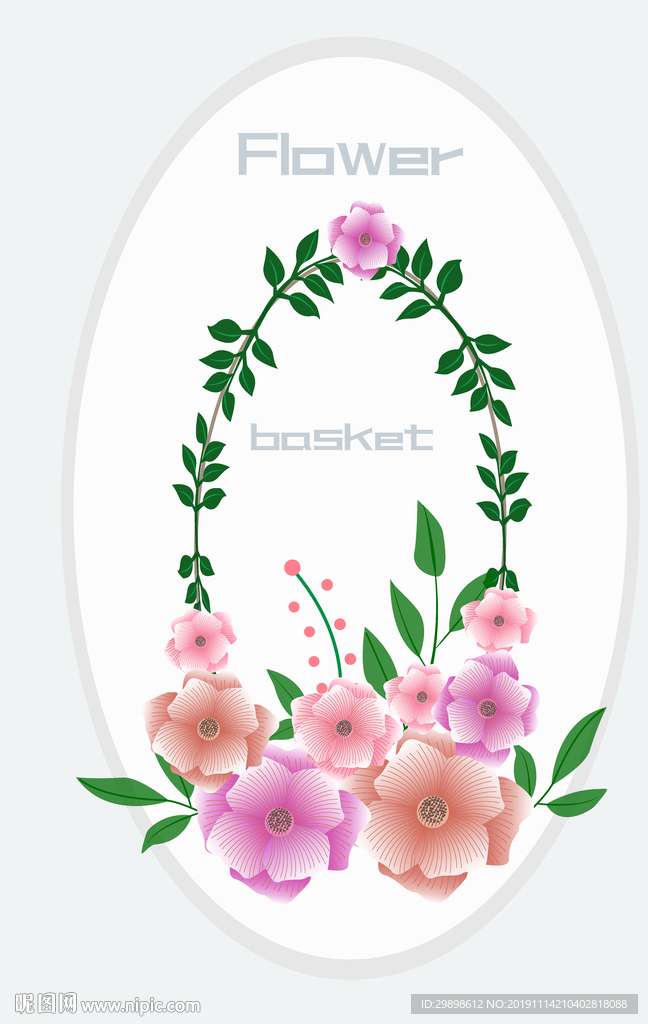 矢量图椭圆形花篮背景图
