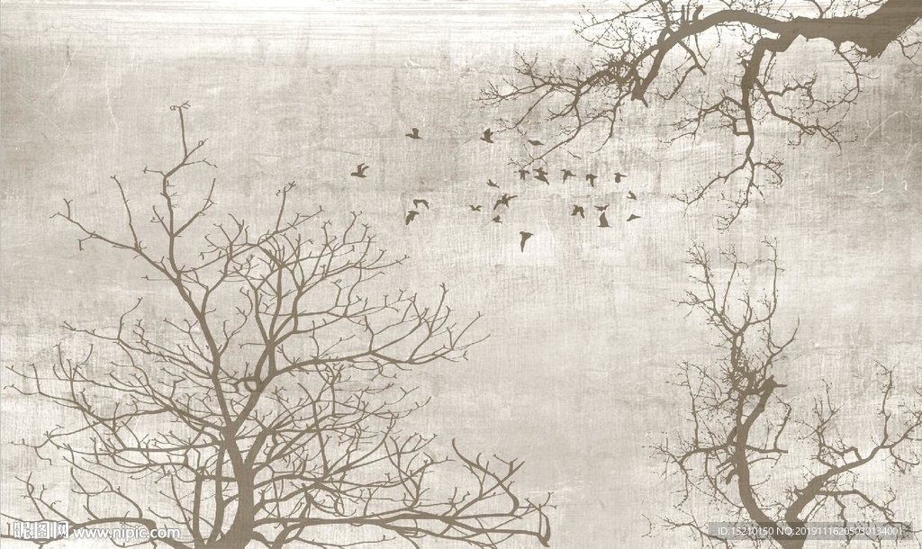 抽象树枝电视背景墙