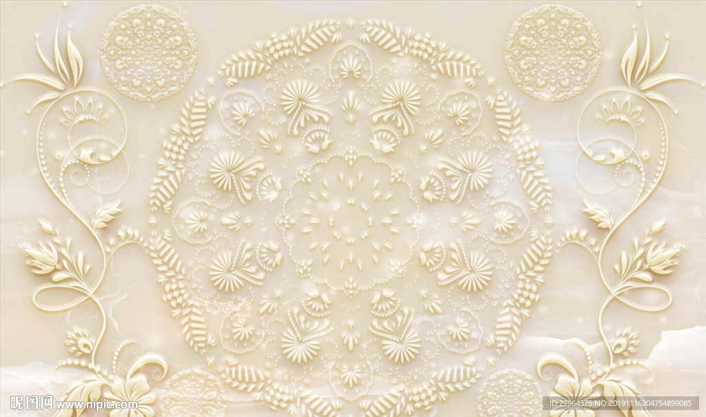 奢华浮雕3d玉石电视背景墙