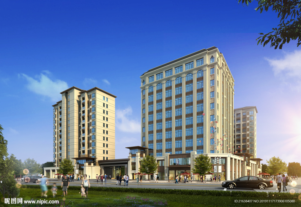 安置房商业沿街透视效果图